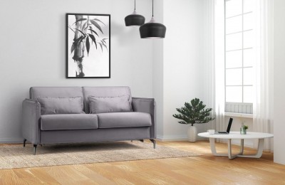 Canapea extensibila tapitata cu stofa, 3 locuri Fiona Gri, l186xA99xH92 cm