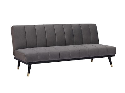 Canapea extensibila tapitata cu stofa, 3 locuri Mireya Velvet Gri / Wenge, l181xA80xH80 cm