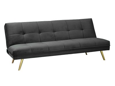 Canapea extensibila tapitata cu stofa, 3 locuri Morwen Velvet Gri / Auriu, l181xA88xH80 cm