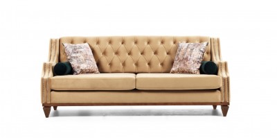 Canapea fixa tapitata, 3 locuri Kenzi Bej K2, l216xA98xH90 cm