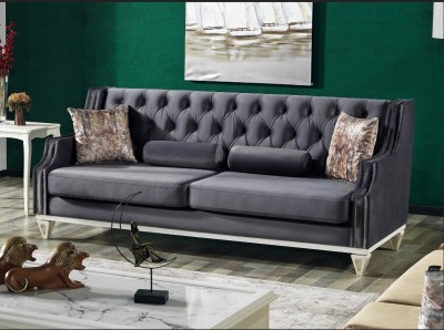 Canapea fixa tapitata, 3 locuri Kenzi Gri inchis K1, l216xA98xH90 cm