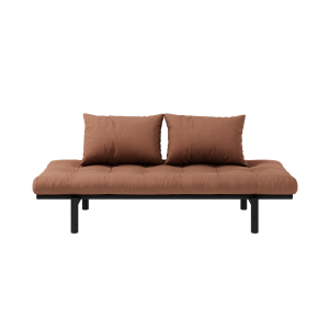 Canapea Fixa 3 locuri, stofa si cadru lemn de pin, Pace Day-Bed Black Clay Brown, l200xA75xH37 cm