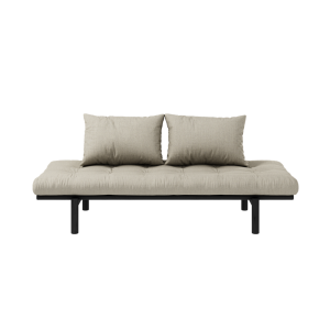 Canapea Fixa 3 locuri, stofa si cadru lemn de pin, Pace Day-Bed Black Linen, l200xA75xH37 cm