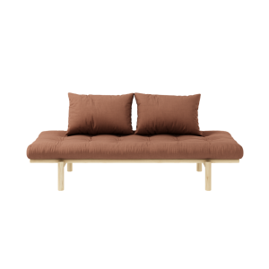 Canapea Fixa 3 locuri, stofa si cadru lemn de pin, Pace Day-Bed Natural Clay Brown, l200xA75xH37 cm