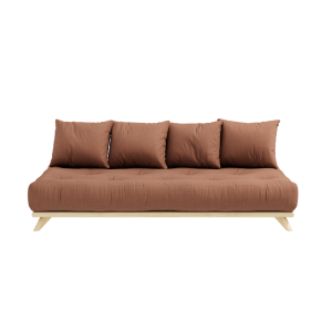 Canapea Fixa 3 locuri, stofa si cadru lemn de pin, Senza Natural Clay Brown, l200xA90xH40 cm