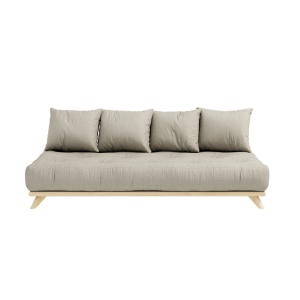 Canapea Fixa 3 locuri, stofa si cadru lemn de pin, Senza Natural Linen, l200xA90xH40 cm