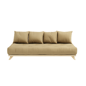 Canapea Fixa 3 locuri, stofa si cadru lemn de pin, Senza Natural Wheat Beige, l200xA90xH40 cm