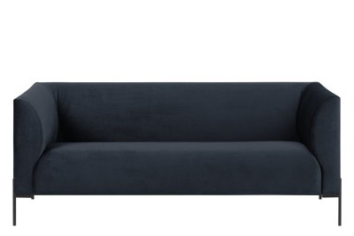 Canapea fixa cu 2,5 locuri tapitata cu stofa, cu picioare din metal Ontario Dark Blue, l185xA76xH76 cm