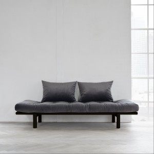 Canapea fixa Pace Velvet Day-Bed Black / Gray