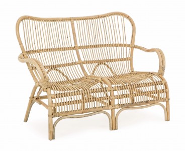 Canapea fixa pentru gradina / terasa, din ratan, 2 locuri, Clarita Natural, l119xA83xH87 cm