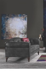 Canapea fixa tapitata cu stofa, 2 locuri Diesis Gri K1, l185xA100xH85 cm