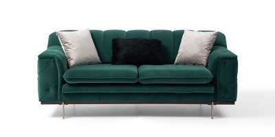 Canapea fixa tapitat cu stofa, 2 locuri Rosalina Verde, l188xA97xH78 cm