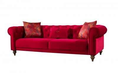 Canapea fixa tapitata, 3 locuri Lady Burgundy K1, l234xA102xH76 cm