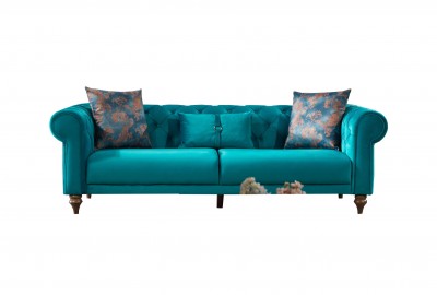 Canapea fixa tapitata, 3 locuri Lady Turcoaz K2, l234xA102xH76 cm
