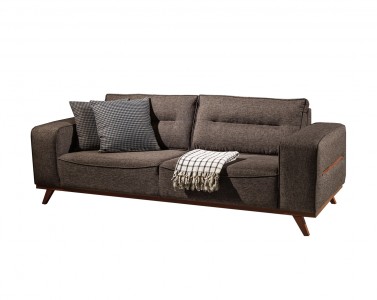 Canapea fixa tapitata, 3 locuri Oslo Gri inchis K1, l237xA96xH88 cm