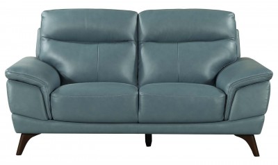 Canapea fixa tapitata cu piele ecologica, 2 locuri Cosimo Blue, l178xA97xH95 cm