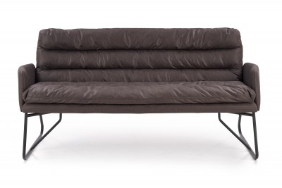 Canapea fixa tapitata cu piele ecologica, 2 locuri Florisse XL Dark Grey / Black, l172xA75xH83 cm