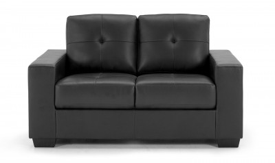 Canapea fixa tapitata cu piele ecologica, 2 locuri Gemona Black, l150xA83xH90 cm