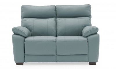 Canapea fixa tapitata cu piele ecologica, 2 locuri Positano Blue, l150xA94xH98 cm