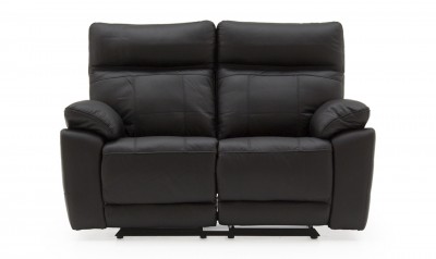 Canapea fixa tapitata cu piele ecologica, 2 locuri Recliner Positano Black, l150xA94xH98 cm