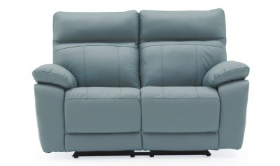 Canapea fixa tapitata cu piele ecologica, 2 locuri Recliner Positano Blue, l150xA94xH98 cm