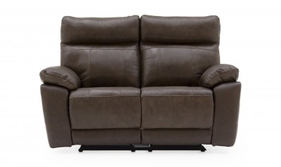 Canapea fixa tapitata cu piele ecologica, 2 locuri Recliner Positano Brown, l150xA94xH98 cm