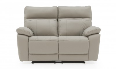 Canapea fixa tapitata cu piele ecologica, 2 locuri Recliner Positano Light Grey, l150xA94xH98 cm
