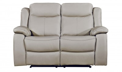 Canapea fixa tapitata cu piele ecologica, 2 locuri Recliner Torretta Light Grey, l160xA93xH100 cm