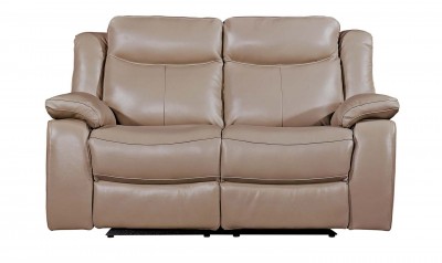 Canapea fixa tapitata cu piele ecologica, 2 locuri Recliner Torretta Taupe, l160xA93xH100 cm