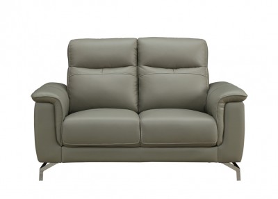 Canapea fixa tapitata cu piele ecologica, 2 locuri Simone Grey, l145xA90xH91 cm