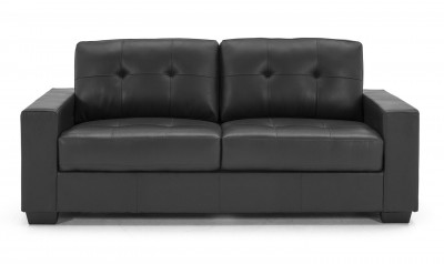 Canapea fixa tapitata cu piele ecologica, 3 locuri Gemona Black, l205xA83xH90 cm