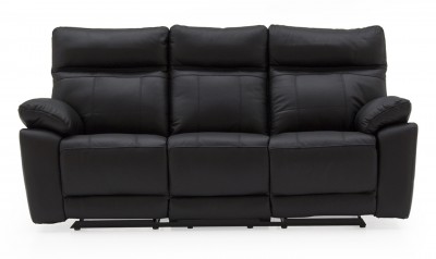 Canapea fixa tapitata cu piele ecologica, 3 locuri Recliner Positano Black, l200xA94xH98 cm