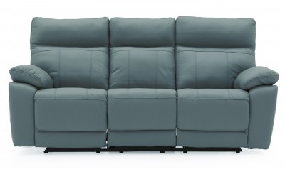 Canapea fixa tapitata cu piele ecologica, 3 locuri Recliner Positano Blue, l200xA94xH98 cm