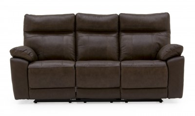 Canapea fixa tapitata cu piele ecologica, 3 locuri Recliner Positano Brown, l200xA94xH98 cm