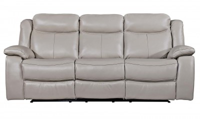 Canapea fixa tapitata cu piele ecologica, 3 locuri Recliner Torretta Light Grey, l216xA93xH100 cm