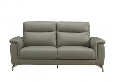 Canapea fixa tapitata cu piele ecologica, 3 locuri Simone Grey, l187xA90xH91 cm