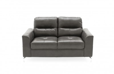Canapea fixa tapitata cu piele ecologica, 2 locuri Tanaro Grey, l146xA88xH88 cm