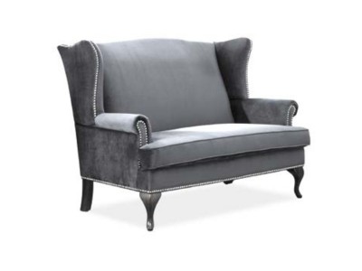 Canapea fixa tapitata cu stofa, 2 locuri Benard II Velvet Gri, l143xA93xH103 cm