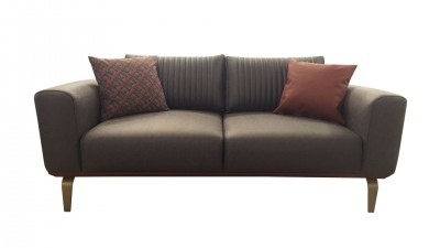 Canapea fixa tapitata cu piele ecologica, 2 locuri, Carbon Antracit, l181xA98xH83 cm