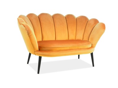 Canapea fixa tapitata cu stofa, 2 locuri Maggie II Velvet Curry / Wenge, l152xA85xH87 cm