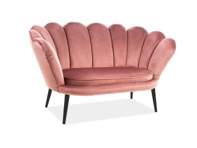 Canapea fixa tapitata cu stofa, 2 locuri Maggie II Velvet Roz / Wenge, l152xA85xH87 cm