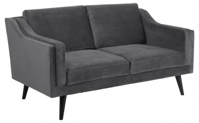 Canapea fixa tapitata cu stofa, 2 locuri Montreal Velvet Gri Inchis / Negru, l151xA88xH82 cm