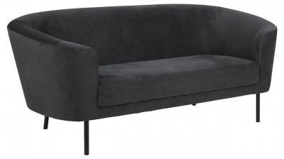 Canapea fixa tapitata cu stofa, 3 locuri Biloxi Antracit / Negru, l200xA84,5xH81 cm