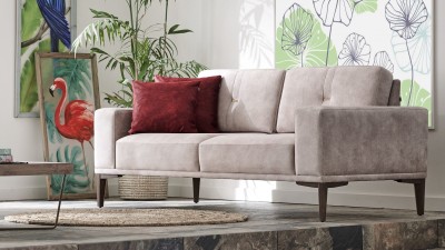 Canapea fixa tapitata cu stofa, 2 locuri Nadia Gri, l192xA86xH81 cm