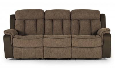Canapea fixa tapitata cu stofa, 3 locuri Recliner Brampton Brown, l222xA95xH102 cm