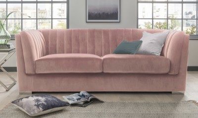 Canapea fixa tapitata cu stofa, 3 locuri Upton Grande Pink, l220xA90xH80 cm