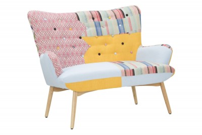 Canapea fixa tapitata cu stofa, 2 locuri Birmingham New Patchwork Multicolor, l130xA82xH102 cm