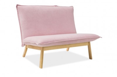 Canapea fixa tapitata cu stofa, cu picioare de lemn Bolivia 2 Pink, l110xA51xH77 cm