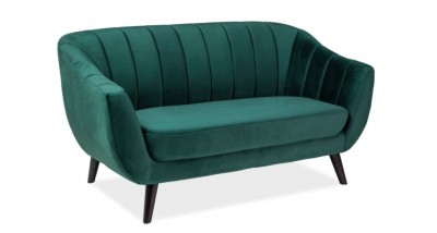 Canapea fixa tapitata cu stofa, Elliette 2 Velvet Green, l156xA57xH83 cm