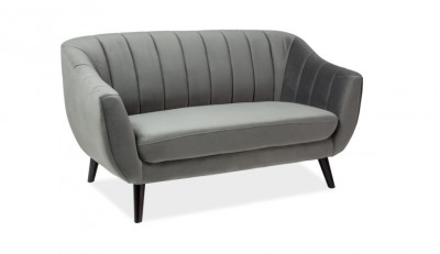Canapea fixa tapitata cu stofa, Elliette 2 Velvet Grey, l156xA57xH83 cm